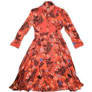 NWOT Dalia MacPhee Orange Floral Lace Midi Dress Size Medium